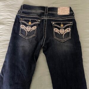 Women's Dark Blue Embroidered Jeans
